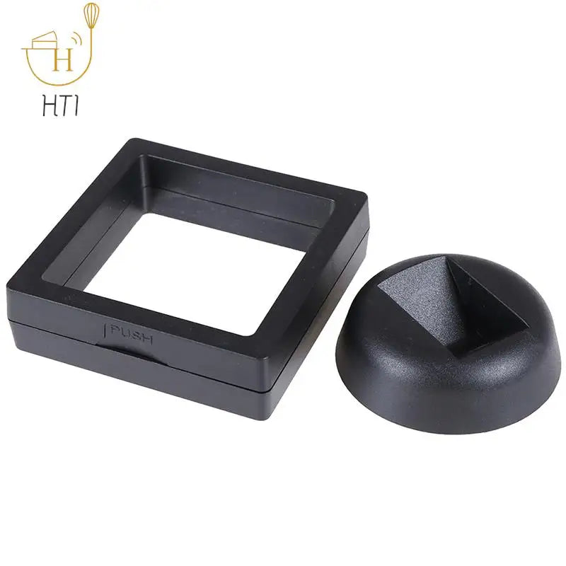 1 Set 70*70mm Black Plastic 3D Floating Jewelry Display Frame Holder Box Case With Stand