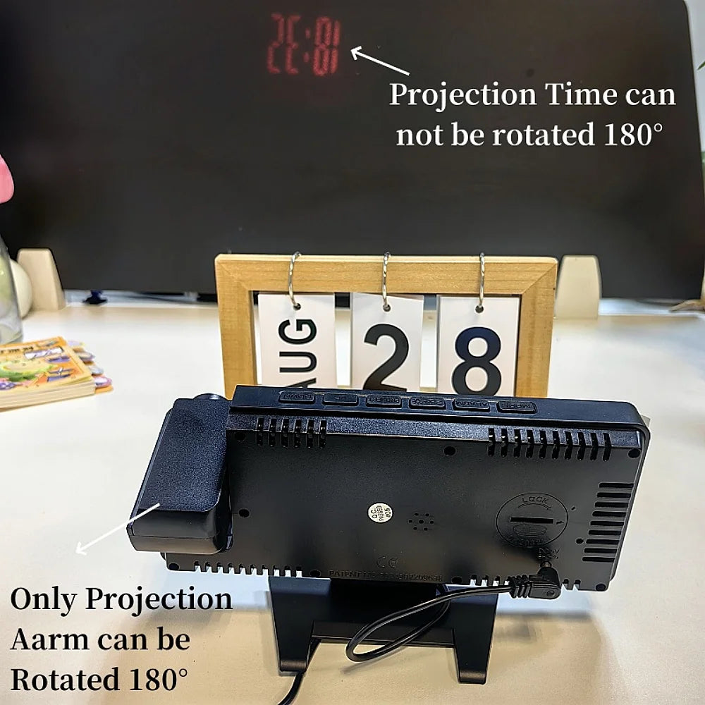 180° Arm Projection Digital Alarm Clock