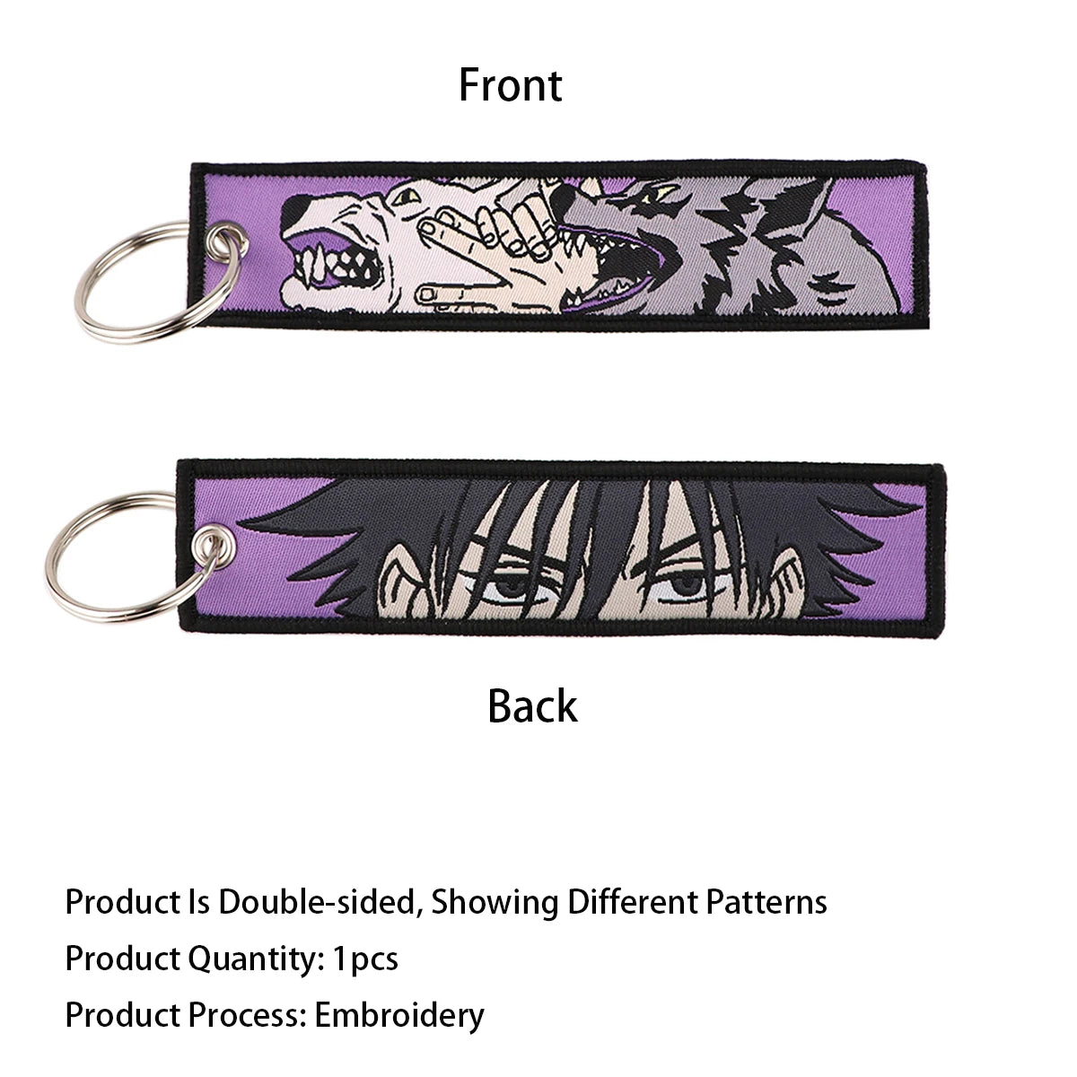 Japanese Anime Embroidery Key Fobs Tag