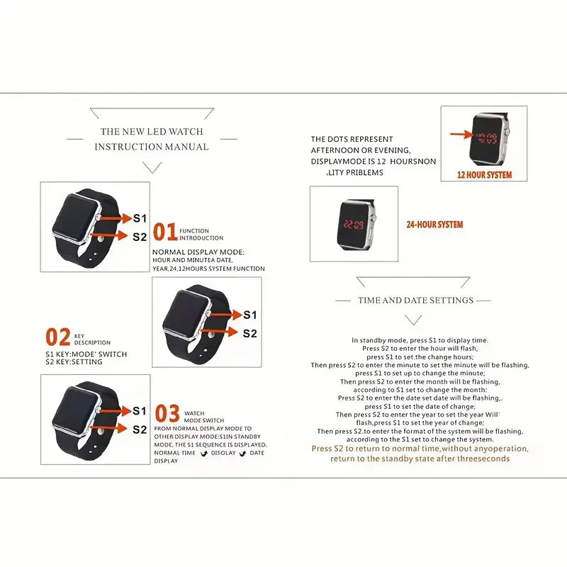 2Pcs/Set Fashion Couple Friends Sports Digital Watch