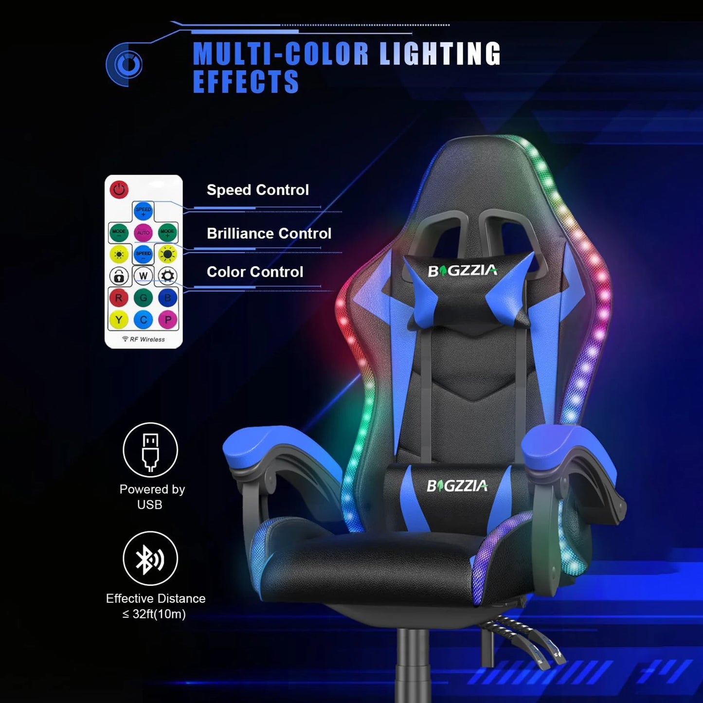 RGB Gaming Chair with LED Lights