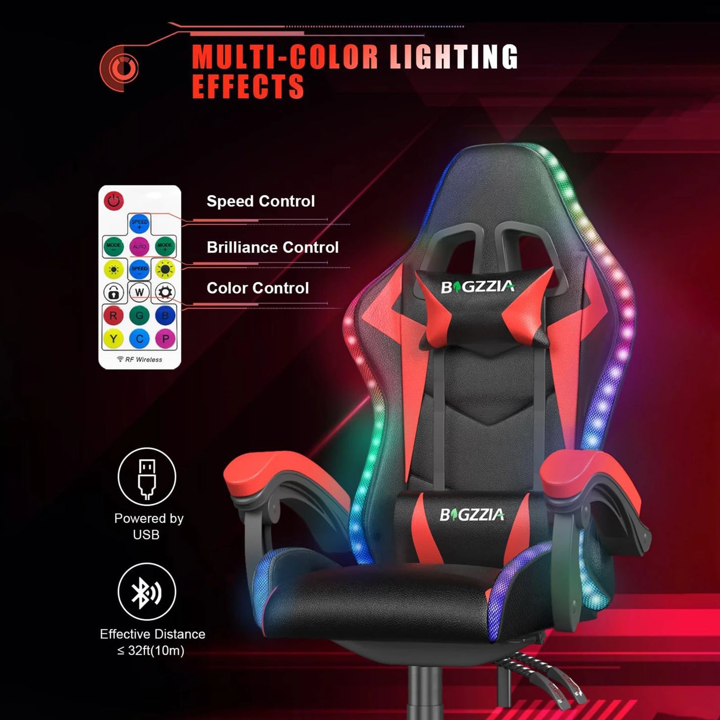 RGB Gaming Chair with LED Lights