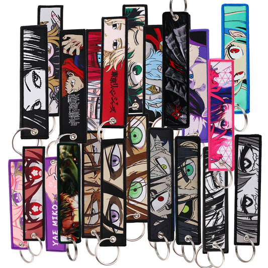 Japanese Anime Embroidery Key Fobs Tag