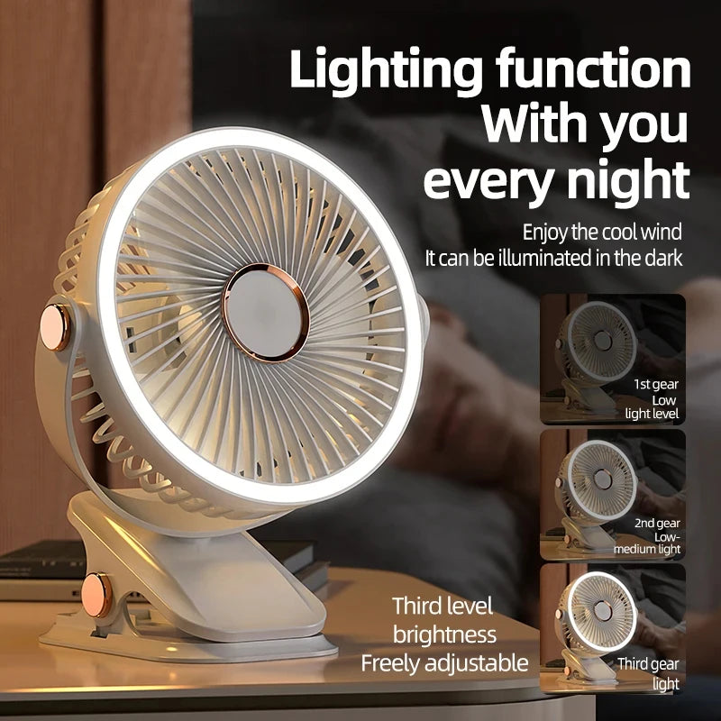 USB Rechargeable Desk Fan Portable Mini Clip-on 360 Degree Rotation