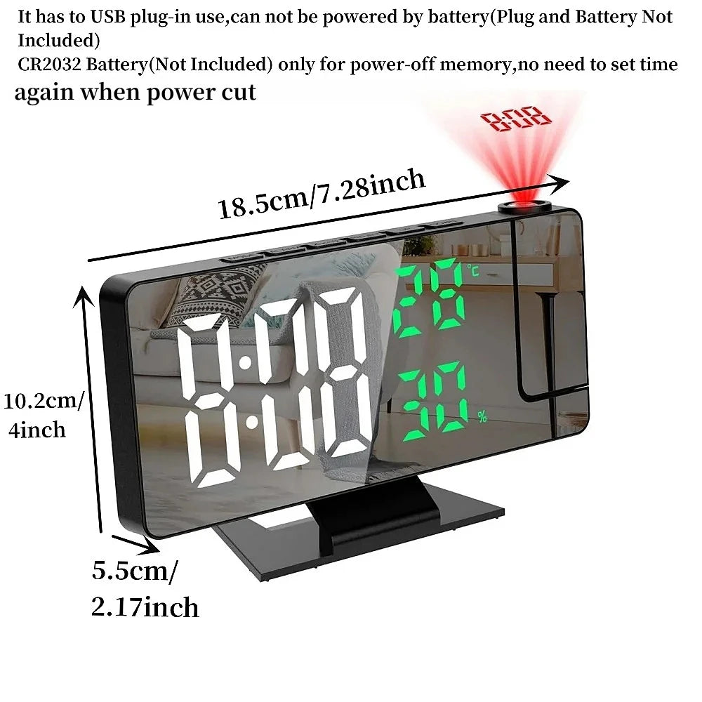 180° Arm Projection Digital Alarm Clock